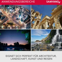Samyang Weitwinkel Festbrennweite Objektiv 12mm F2.0 APS-C kompatibel mit Fuji X – APS-C, MF – silberfarben