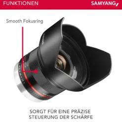 Samyang Weitwinkel Festbrennweite Objektiv 12mm F2.0 APS-C kompatibel mit Canon M – APS-C, manueller Fokus – für Kamera EOS M6 Mark II, EOS M50, EOS M200, EOS M100, EOS M10, EOS M6 II – schwarz