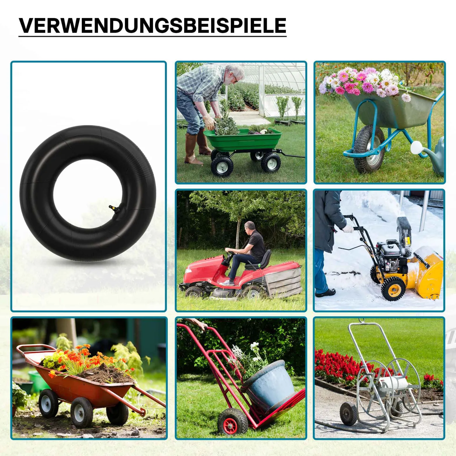 Schlauch für Rasenmäherreifen 16 x 6.50 – 8 mit Winkelventil zur Selbstmontage