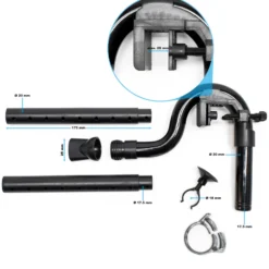 SunSun Auslass Set Ersatzteil Set für HW-404B Aquarium Außenfilter – mit Auslassbogenrohr 180° Winkel, Fixierungsklemme, Düsenrohr, Düse, Saughalter, Schlauchschelle für Aquaristik