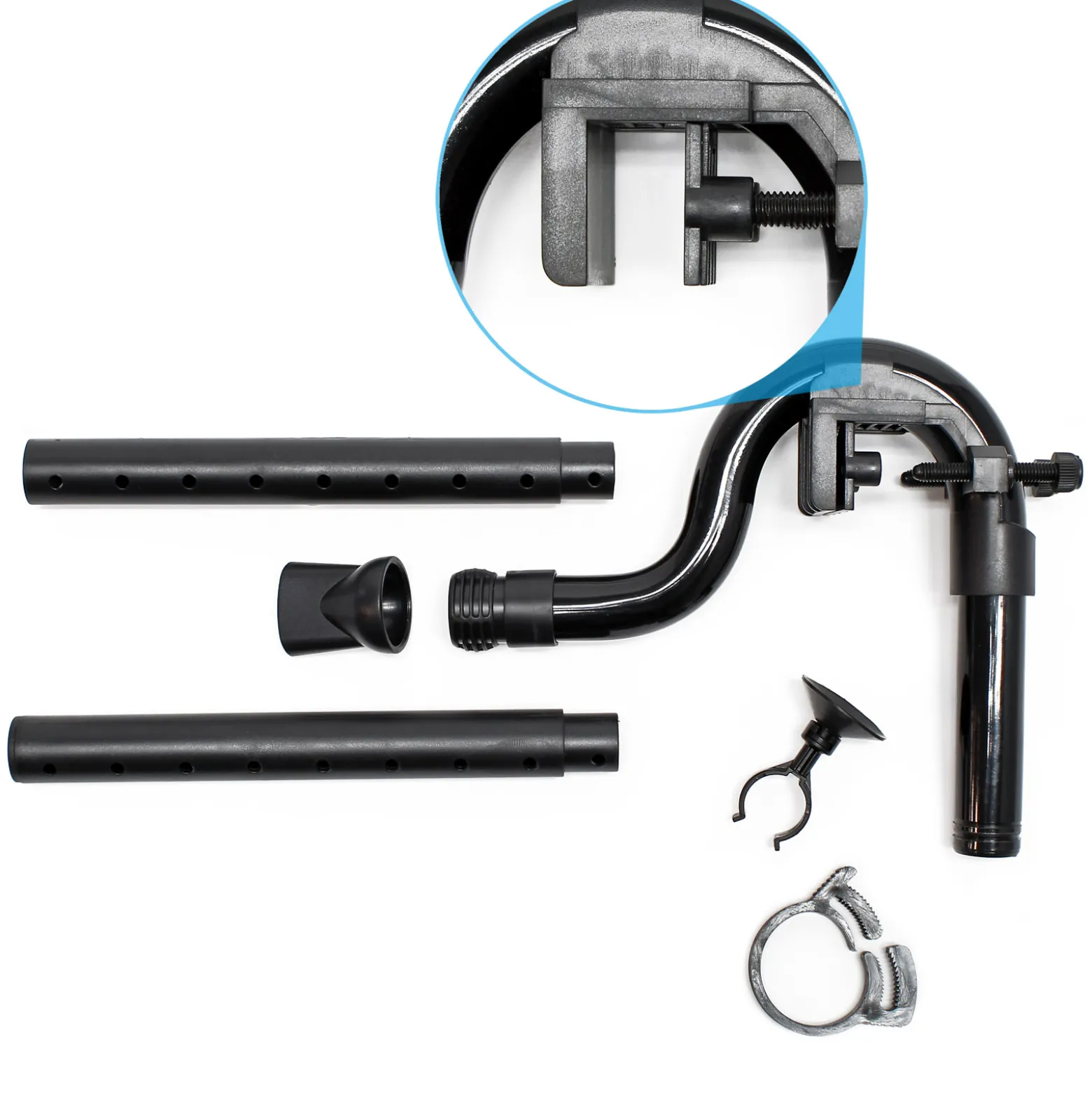 SunSun Auslass Set Ersatzteil Set für HW-402B Aquarium Außenfilter – mit Auslassbogenrohr 180° Winkel, Fixierungsklemme, Düsenrohr, Düse, Saughalter, Schlauchschelle für Aquaristik