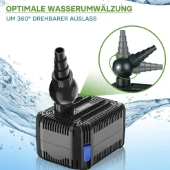 SunSun CDF-6000 Teichpumpe 24V DC / 6000 l/h / 40 W, mit integriertem Blockier- und Trockenlaufschutz