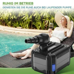 SunSun CDF-3800 Teichpumpe 24V DC 3600 l/h 20 W, Bachlaufpumpe mit integriertem Blockier- und Trockenlaufschutz