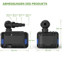 SunSun CDF-3800 Teichpumpe 24V DC 3600 l/h 20 W, Bachlaufpumpe mit integriertem Blockier- und Trockenlaufschutz