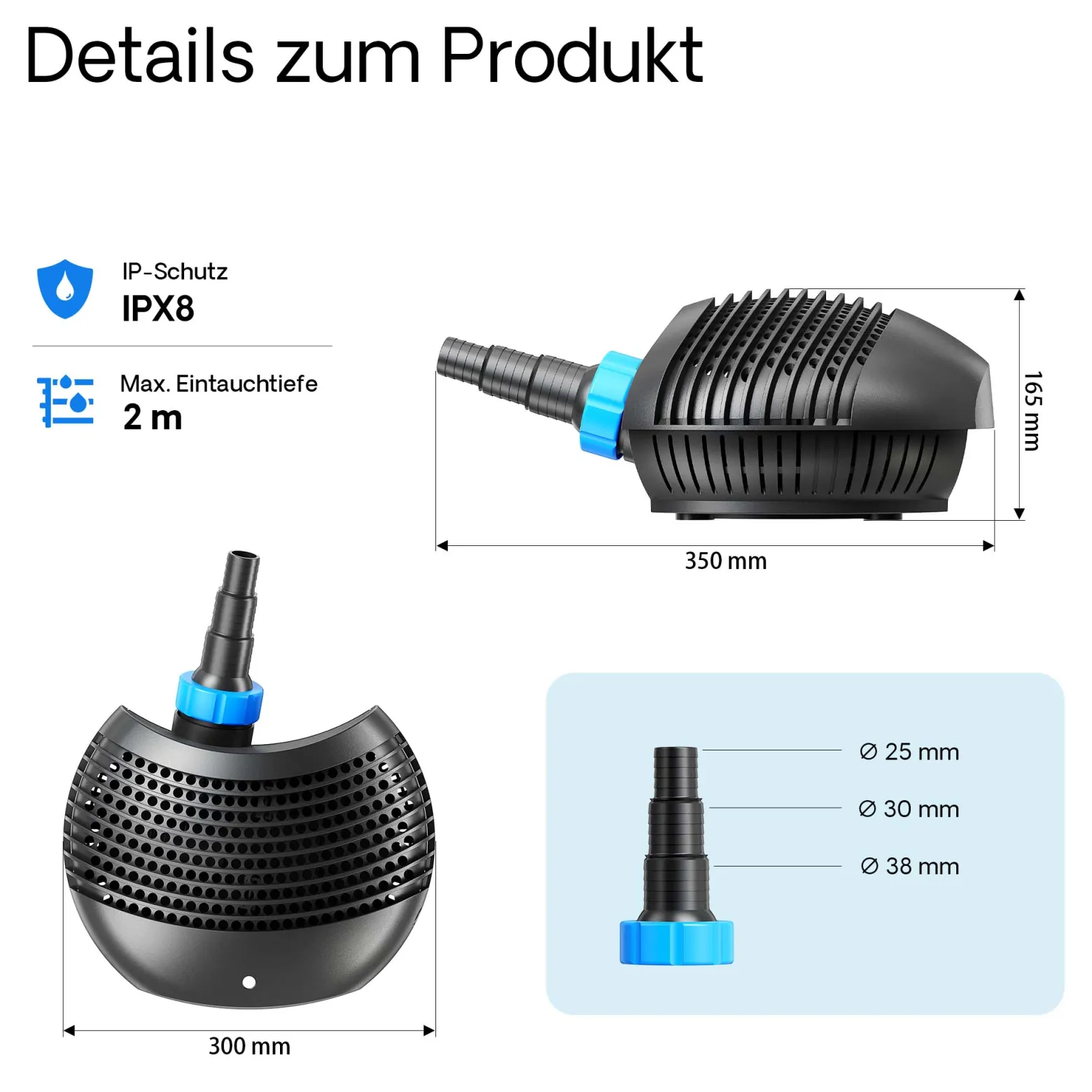 SunSun CTF-2800 SuperECO Teichpumpe 3000 l/h / 10 W, energiesparende Filterpumpe, Bachlaufpumpe für Koiteiche, Umwälzpumpe, Gartenteichpumpe