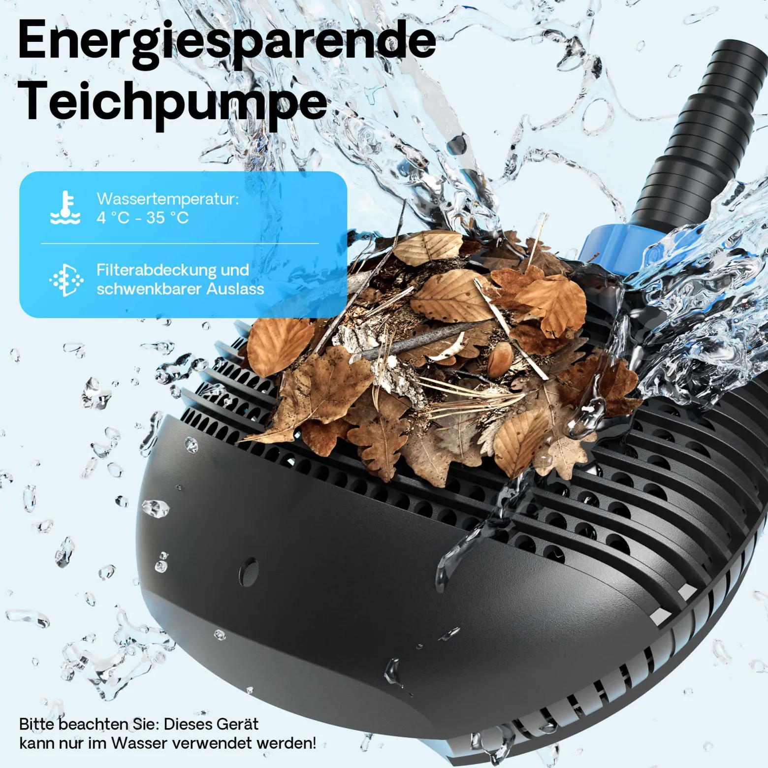 SunSun CTF-2800 SuperECO Teichpumpe 3000 l/h / 10 W, energiesparende Filterpumpe, Bachlaufpumpe für Koiteiche, Umwälzpumpe, Gartenteichpumpe