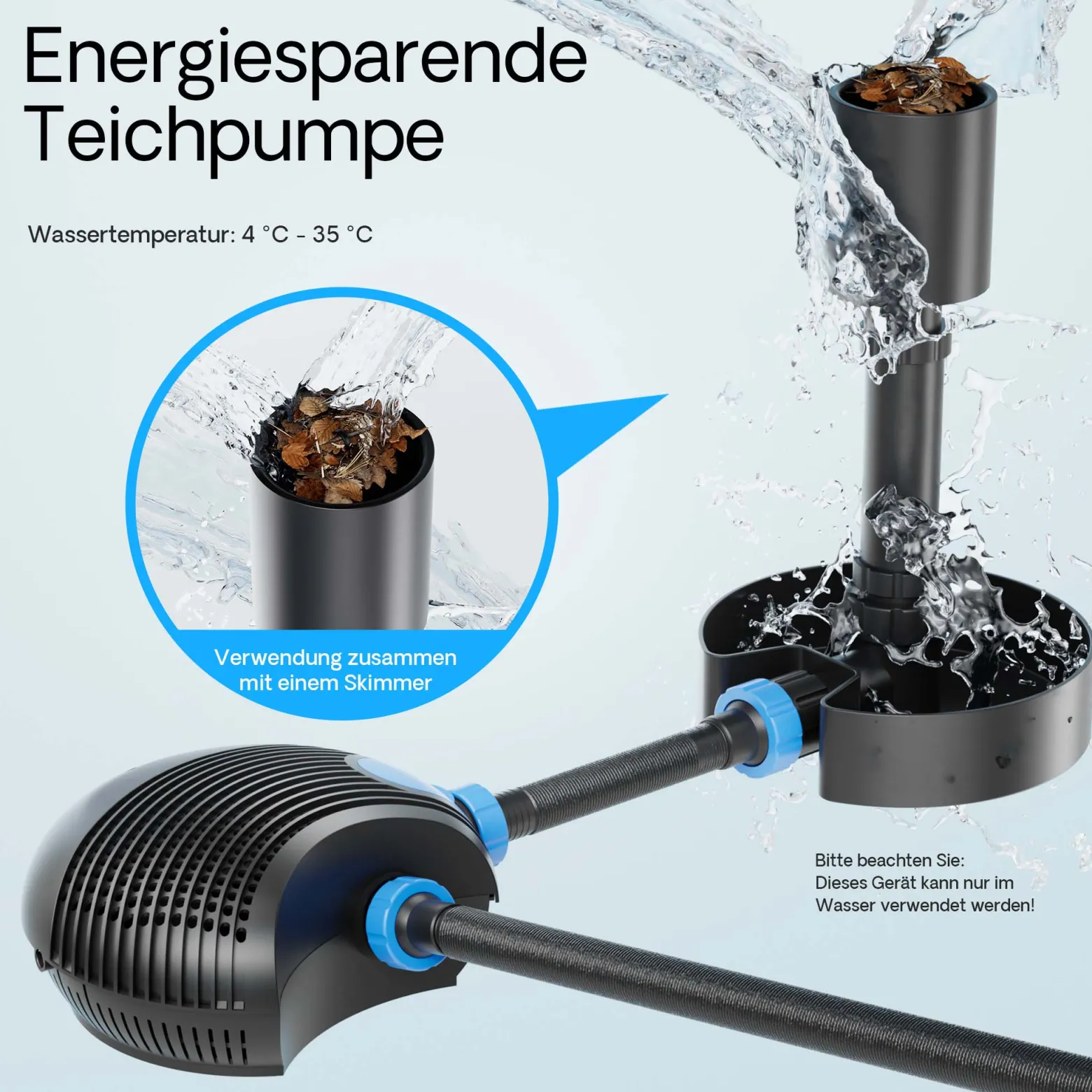 SunSun CTF-10000 SuperECO Teichpumpe 10.000 l/h / 80 W, energiesparende Filterpumpe, Bachlaufpumpe für Koiteiche, Umwälzpumpe, Gartenteichpumpe