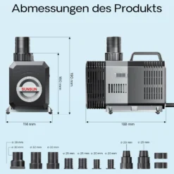 SunSun CTP-6000 SuperECO Teichpumpe 6000 l/h / 40 W, energiesparende Filterpumpe, Bachlaufpumpe für Koiteiche, Umwälzpumpe, Gartenteichpumpe