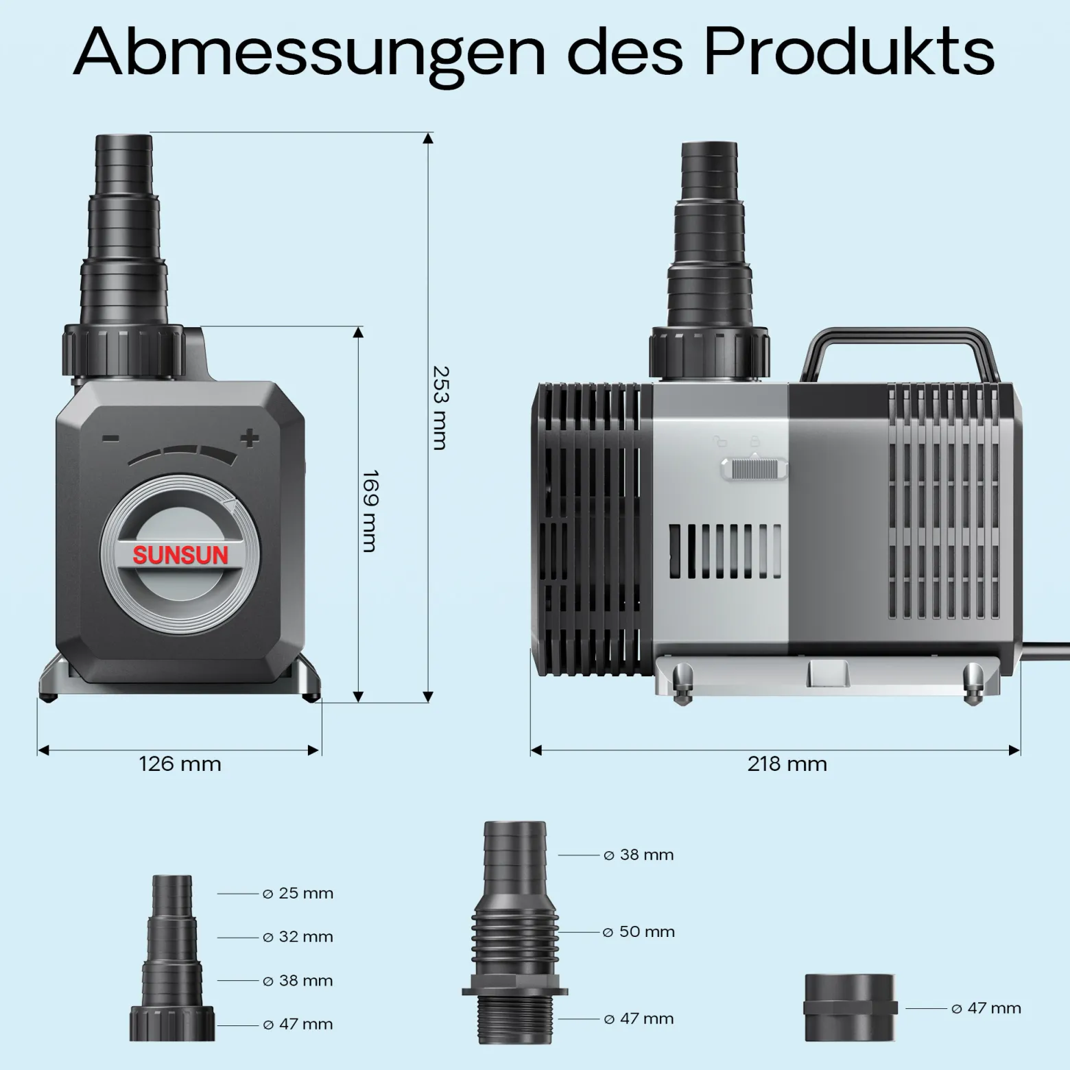 SunSun CTP-12000 SuperECO Teichpumpe 12.000 l/h / 100 W, energiesparende Filterpumpe, Bachlaufpumpe für Koiteiche, Umwälzpumpe, Gartenteichpumpe