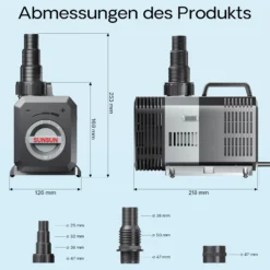 SunSun CTP-14000 SuperECO Teichpumpe 14.000 l/h / 120 W, energiesparende Filterpumpe, Bachlaufpumpe für Koiteiche, Umwälzpumpe, Gartenteichpumpe