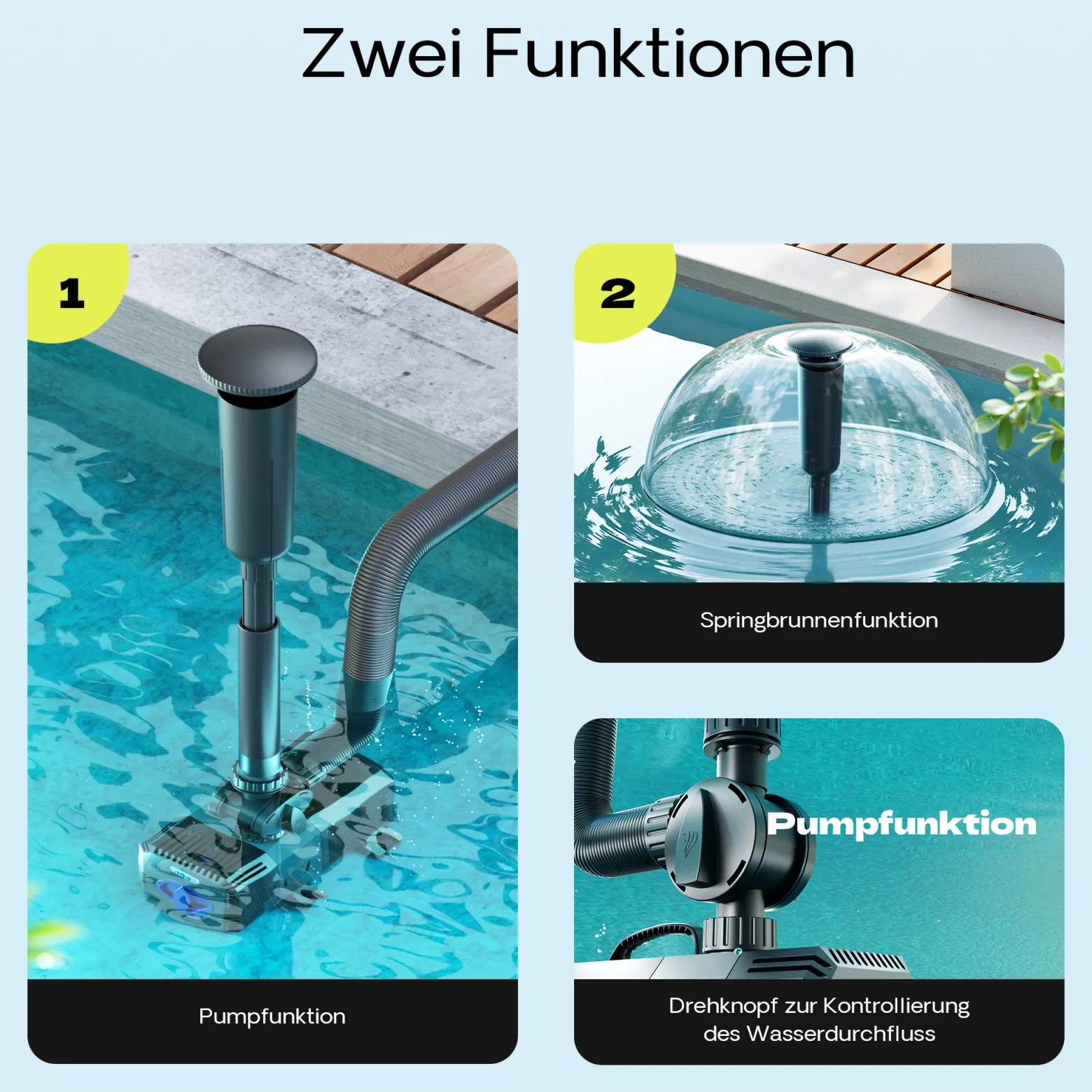 SunSun CTP-8003 SuperECO Teichpumpe 8000 l/h 70 W, 5,6 m Förderhöhe, als Springbrunnenpumpe Filterpumpe Skimmerpumpe regelbar höhenverstellbar