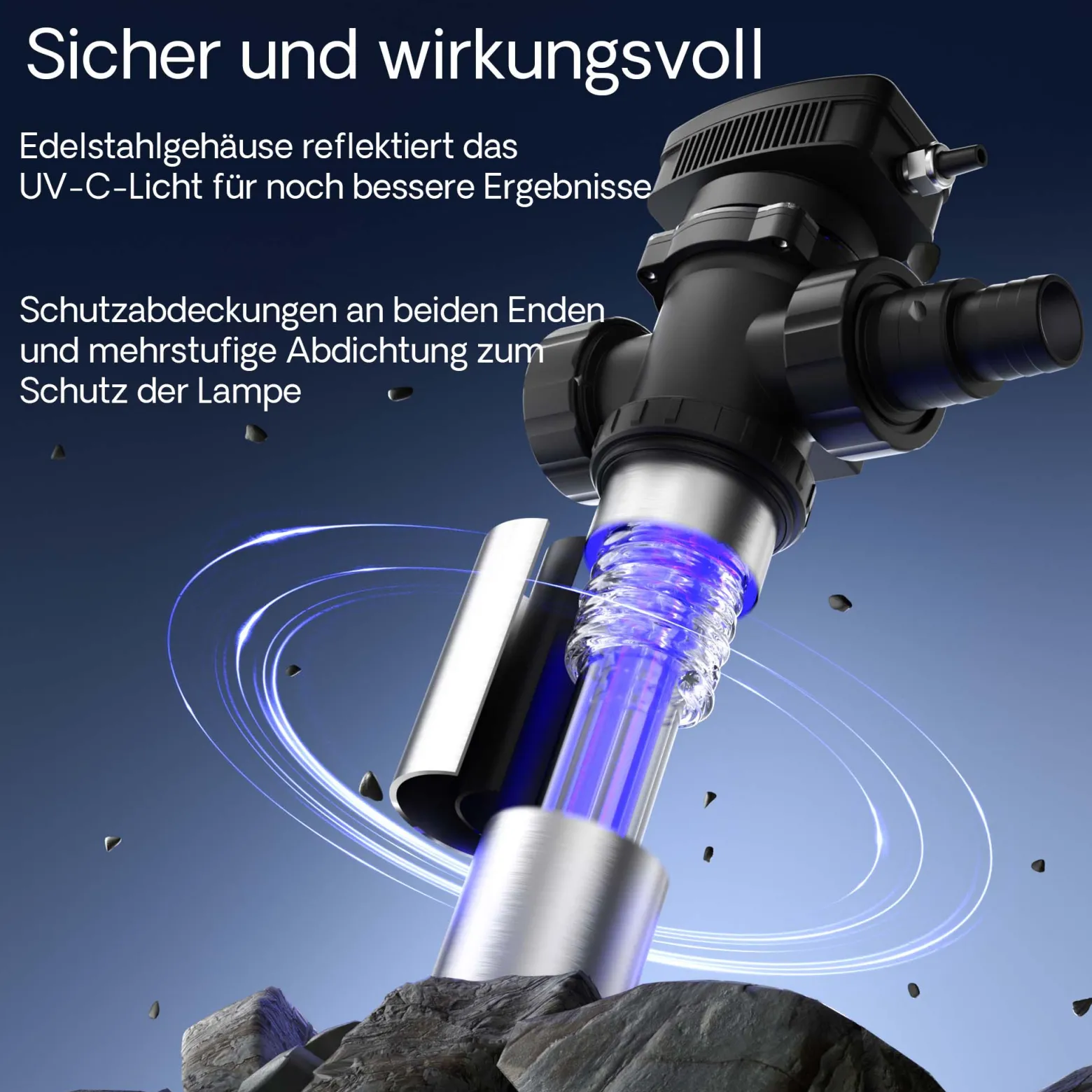 SunSun CUV-7110 Teichklärer 8000 l/h / 110 W UVC, Vorklärgerät für Teichfilter & Teichpumpe, Wasserklärer mit UV-Lampe, Lichtfilter zur Algenbekämpfung