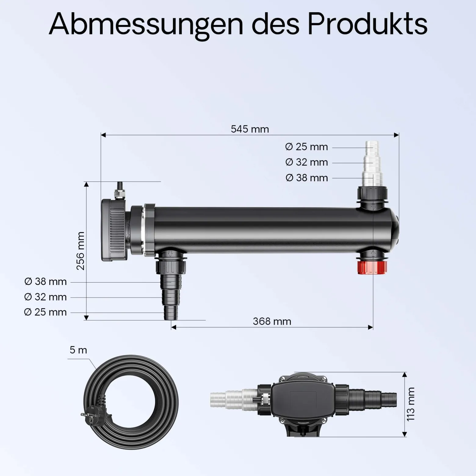 SunSun CUV-336 Teichklärer 7000 l/h / 36 W UVC, Vorklärgerät für Teichfilter & Teichpumpe, Wasserklärer mit UV-Lampe, Lichtfilter zur Algenbekämpfung