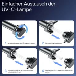 SunSun CUV-318 Teichklärer 3000 l/h / 18 W UVC Vorklärgerät für Teichfilter & Teichpumpe Wasserklärer mit UV-Lampe Lichtfilter zur Algenbekämpfung