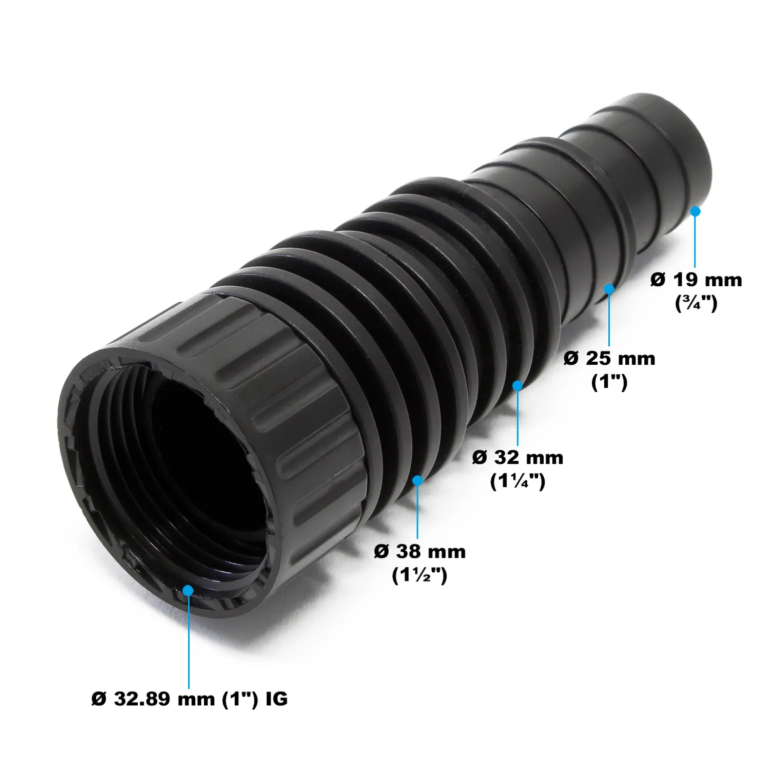 SunSun Ersatzteil für CQP-4500P Teichpumpe – Schlauchstufentülle – 20/25/32/37,5 mm – für Teich, Gartenpumpe, Skimmer, Bachlauf Zubehör