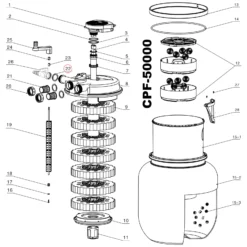 SunSun Ersatzteil für Druckteichfilter CPF-20000 Dichtungsring, Teichdruckfilter UVC-Lampe, effiziente Teichfilteranlage