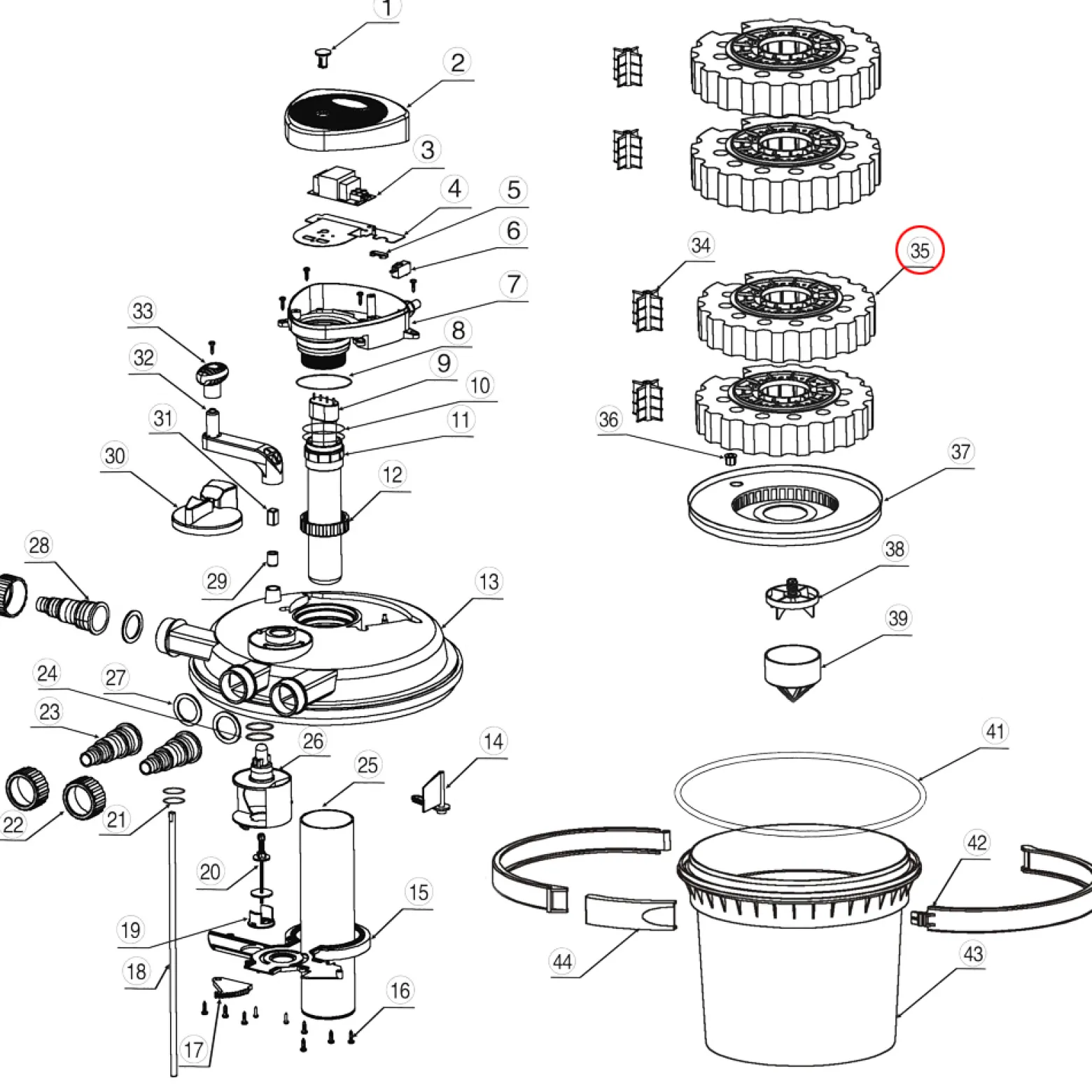 SunSun Ersatzteil für Druckteichfilter CPF-2500 Schwamm blau, effiziente Teichfilteranlage 6000 l/h, Teichdruckfilter mit UVC-Lampe