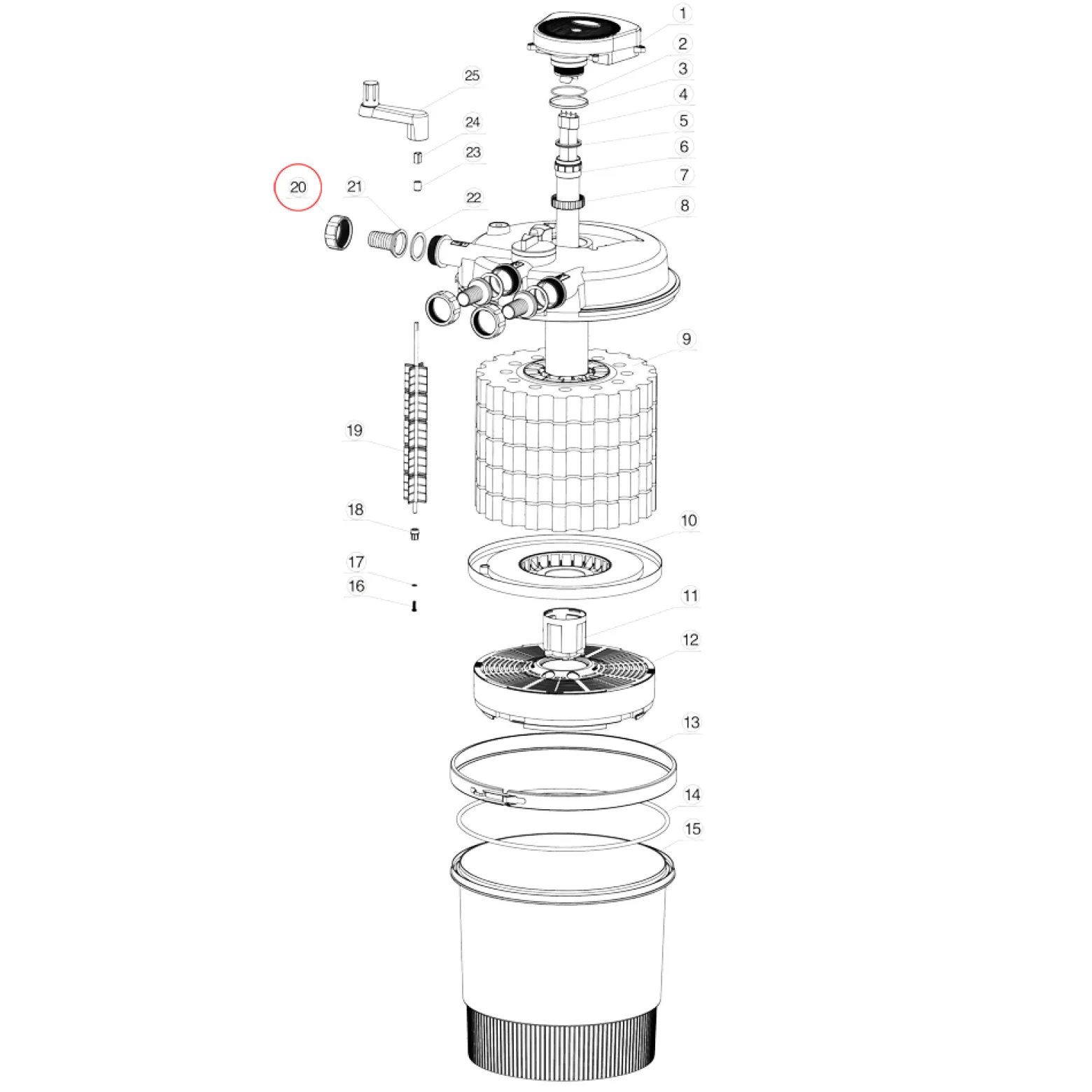 SunSun Ersatzteil für Druckteichfilter CPF-20000/30000 Ein- und Ausgangsschraube, Teichdruckfilter UV-Lampe, effiziente Teichfilteranlage