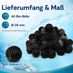 SunSun Ersatzteil für HW-404B Aquarium Außenfilter - Bio Balls 40 Stück Ø 28 mm, Biokugeln für Auqariumfilter, Aquariumzubehör Filterkugeln als Filtermedium