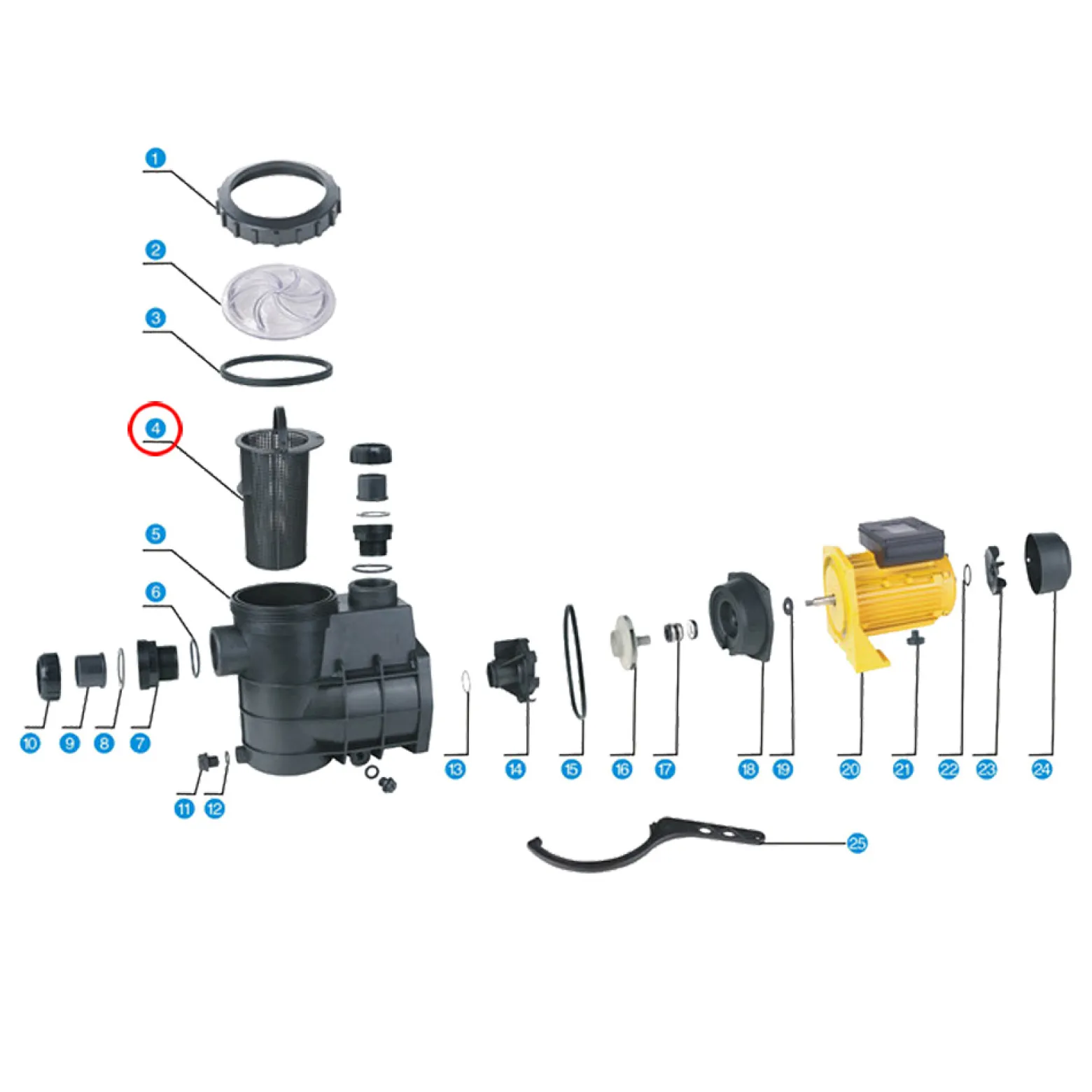 SunSun Ersatzteil für Schwimmbadpumpe Filterkorb, 550 W Poolfilteranlage, Filterpumpe 13000 l/h, Poolpumpe mit Schwimmerschalter