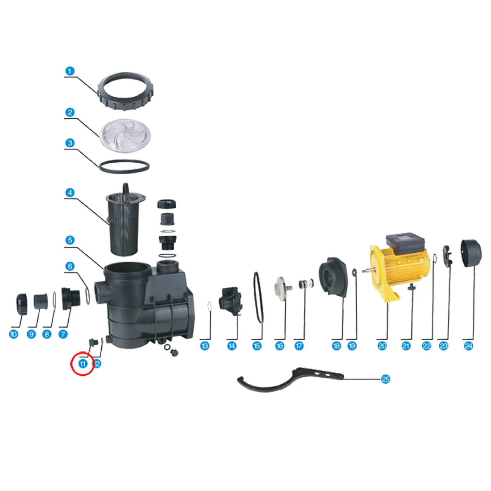 SunSun Ersatzteil für Schwimmbadpumpe Ablassstopfen, 550 W Poolfilteranlage, Filterpumpe 13000 l/h, Poolpumpe mit Schwimmerschalter