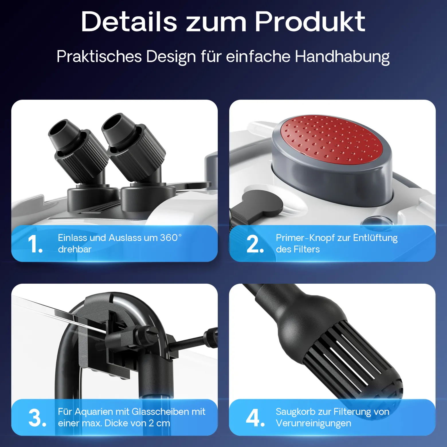 SunSun HW-702A Aquarium Außenfilter 1000 L/h 24 W, 3 Stufen, Filterpumpe, Filtermedien