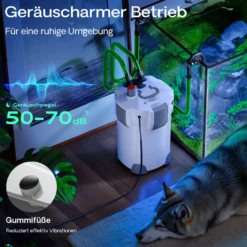 SunSun HW-402B Aquarium Außenfilter 1000 L/h mit 9 W UVC Klärer und 3 Stufen inkl Filtermaterial, Filtemedien, Filterpumpe