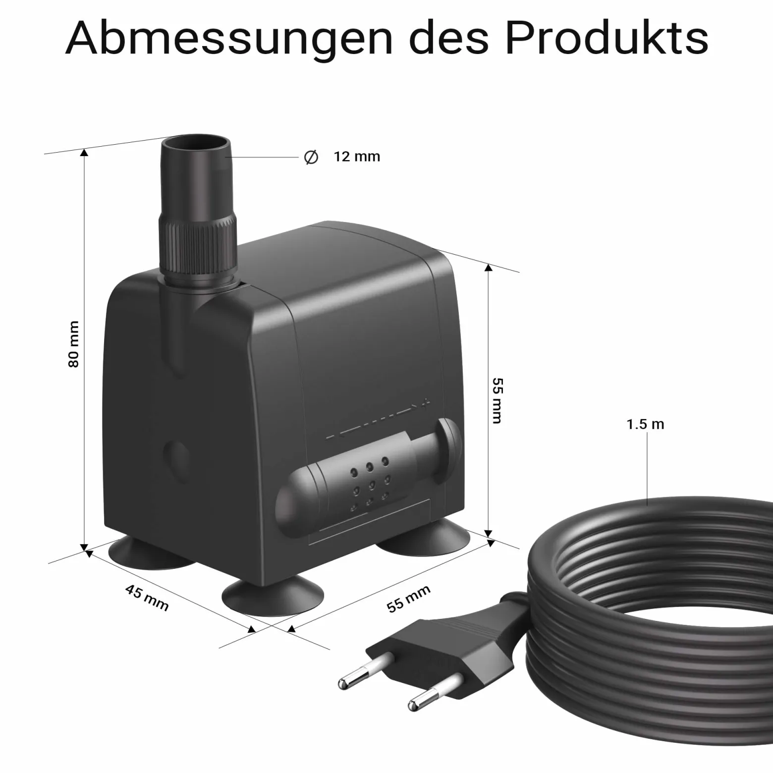 SunSun JP-033 Aquarium Pumpe 600l/h 8W kleine Aquariumpumpe für Mini Aquarium 25L kompakte Wasserpumpe für Nano Aquarien