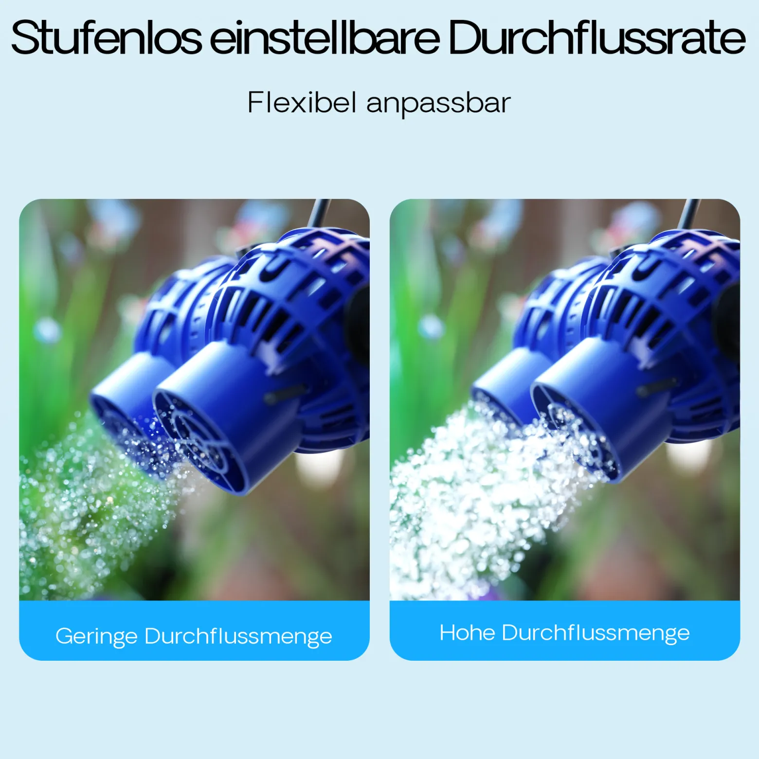 SunSun JVP-232 Strömungspumpe 15000 l/h 26 W Aquarium Pumpe mit 2 schwenkbaren Düsen, Magnethalter zur einfachen Befestigung und Durchflussregler