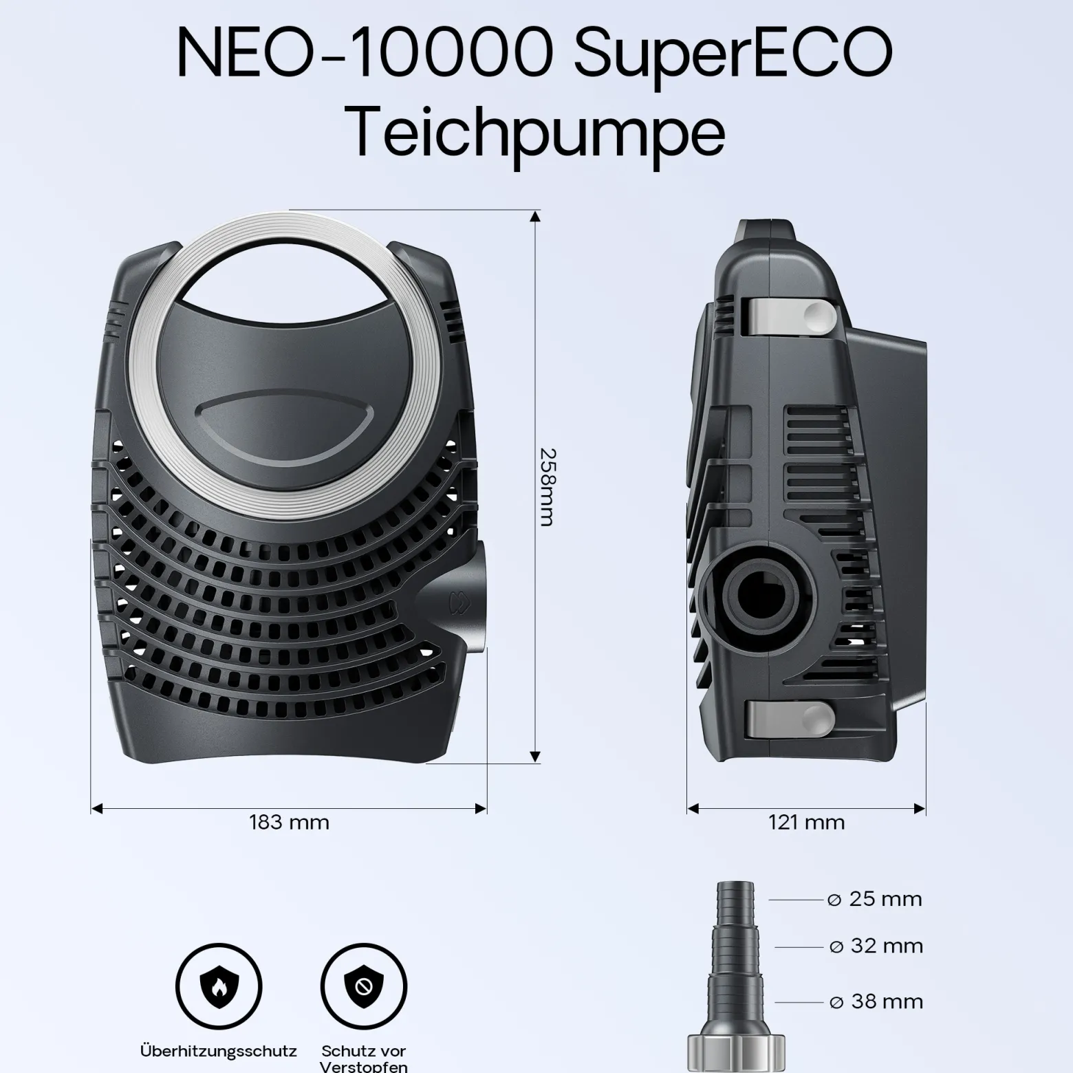 SunSun Komplettset: CBF-350B Teichfilter bis 60000 L Teichfilteranlage als Durchlauffilter, NEO10000 SuperECO Teichpumpe 10000l/h 80W, CUV-236 Teichklärer UVC Klärer mit 36W, Y-Verteiler