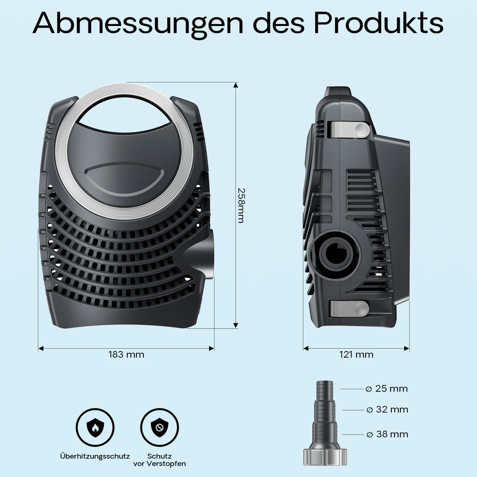 SunSun Komplettset: CBF-350B Teichfilter bis 60000 L Teichfilteranlage Durchlauffilter, NEO10000 Teichpumpe 10000l/h 80W, CUV-236 Teichklärer 36W, 10m Teichschlauch 38 mm, Schlauchschellen W1 44-47mm