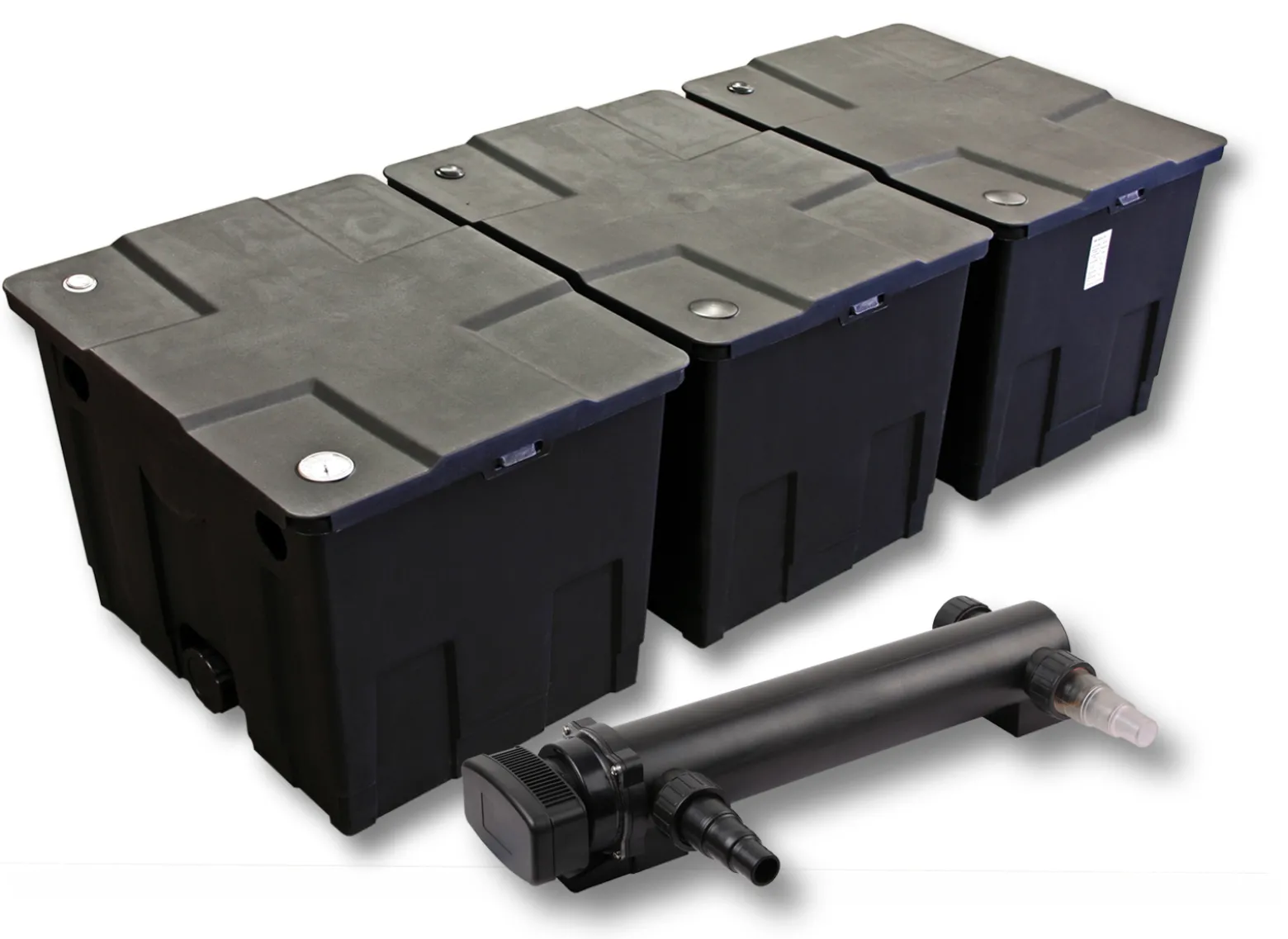 SunSun Komplettset: CBF-350C Teichfilter bis 90000 L Teichfilteranlage als Durchlauffilter, CUV-324 Teichklärer UVC Klärer mit 24 Watt UV-C Leistung