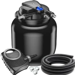 SunSun Komplettset: CPA-50000 Teichdruckfilter bis 100000 L mit 55 Watt UV-C Teichklärer, NEO12000 SuperECO Teichpumpe 12000l/h 100W, 10m Teichschlauch 38 mm (1 1/2