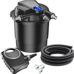 SunSun Komplettset: CPA-20000 Teichdruckfilter bis 40000 L mit 36 Watt UV-C Teichklärer, NEO8000 SuperEco Teichpumpe 8000l/h 70W, 10m Teichschlauch 38 mm (1 1/2