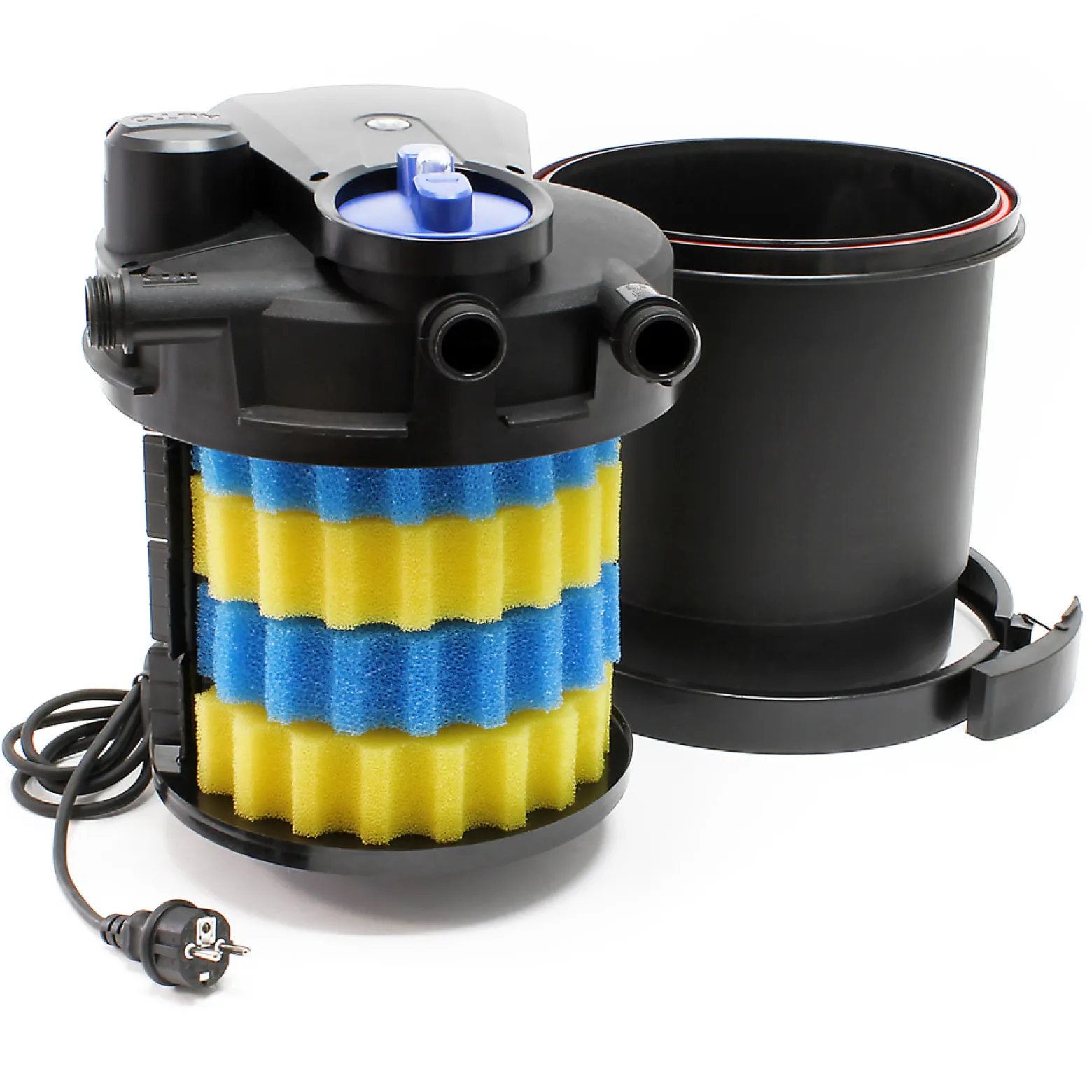 SunSun Komplettset: CPA-2500 Teichdruckfilter bis 6000 L mit 11 Watt UV-C Teichklärer, NEO6000 SuperEco Teichpumpe 6000l/h 40W, 5m Teichschlauch 32 mm (1 1/4"), Schlauchschellen W1 44-47mm