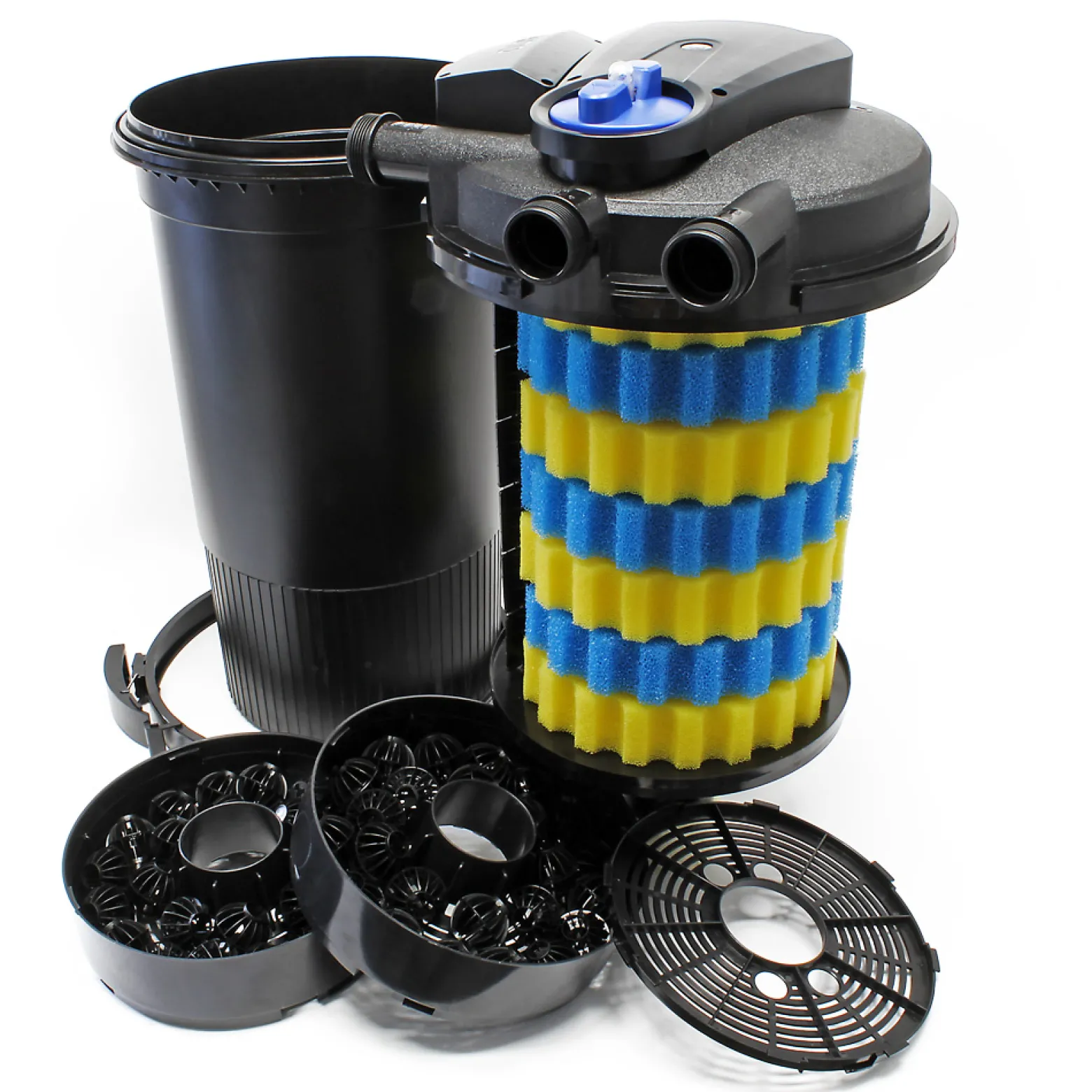 SunSun Komplettset: CPA-30000 Teichdruckfilter bis 60000 L mit 55 Watt UV-C Teichklärer, NEO10000 SuperECO Teichpumpe 10000l/h 80W, 10m Teichschlauch 38 mm (1 1/2"), Schlauchschellen W1 44-47mm