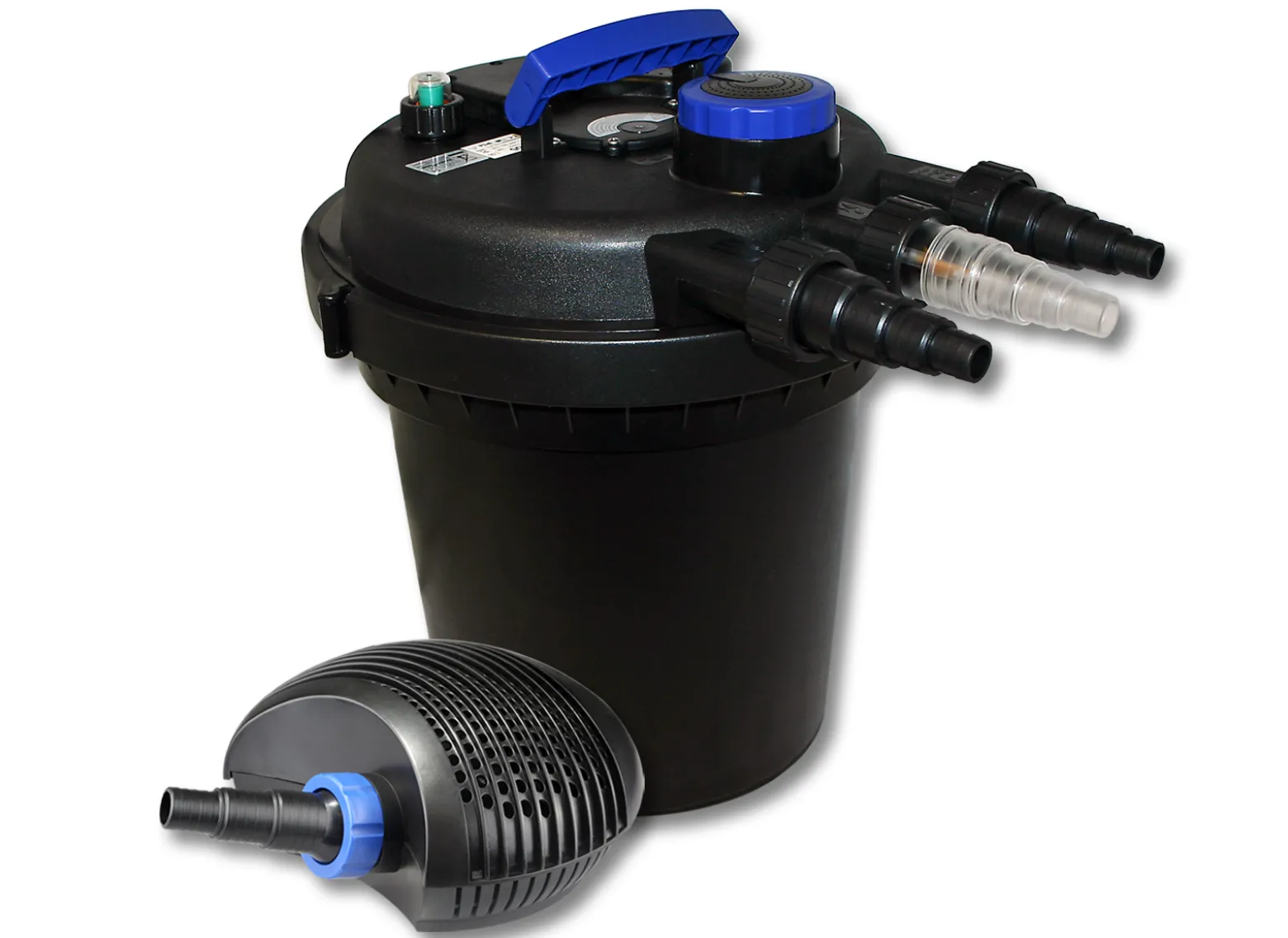 SunSun Komplettset: CPF-180 Teichdruckfilter bis 6000 L Teichfilteranlage mit 11 Watt UV-C Teichklärer, CTF-3800 SuperECO Teichpumpe 3600l/h 20W