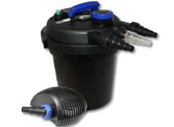 SunSun Komplettset: CPF-180 Teichdruckfilter bis 6000 L Teichfilteranlage mit 11 Watt UV-C Teichklärer, CTF-2800 SuperECO Teichpumpe 3000l/h 10W