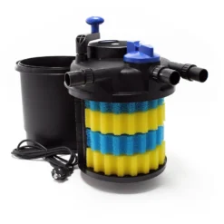 SunSun Komplettset: CPF-5000 Teichdruckfilter bis 9000 L mit 11 Watt UV-C Teichklärer, NEO3800 SuperEco Teichpumpe 3600l/h 20W, 5m Teichschlauch 38 mm (1 1/2