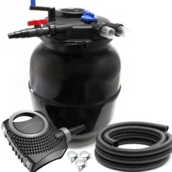 SunSun Komplettset: CPF-50000 Teichdruckfilter Moving Bed bis 13000L, 55W UV-C Teichklärer, NEO10000 SuperECO Teichpumpe 10000l/h 80W, 10m Teichschlauch 38 mm (1 1/2