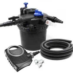 SunSun Komplettset: CPF-5000 Teichdruckfilter bis 9000 L mit 11 Watt UV-C Teichklärer, NEO6000 SuperEco Teichpumpe 6000l/h 40W, 5m Teichschlauch 38 mm (1 1/2