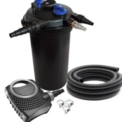 SunSun Komplettset: CPF-15000 Teichdruckfilter bis 30000 L mit 18 Watt UV-C Teichklärer, NEO8000 SuperEco Teichpumpe 8000l/h 70W, 10m Teichschlauch 38 mm (1 1/2