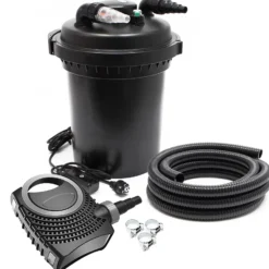 SunSun Komplettset: CPF-500 Teichdruckfilter bis 30000 L mit 18 Watt UV-C Teichklärer, NEO3800 SuperEco Teichpumpe 3600l/h 20W, 5m Teichschlauch 38 mm (1 1/2