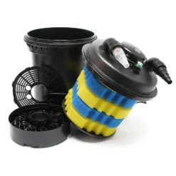 SunSun Komplettset: CPF-380 Teichdruckfilter bis 12000 L mit 11 Watt UV-C Teichklärer, NEO8000 SuperEco Teichpumpe 8000l/h 70W, 10m Teichschlauch 38 mm (1 1/2