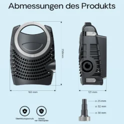 SunSun NEO-16000 SuperECO Teichpumpe 16.000 l/h / 140 W, energiesparende Filterpumpe, Bachlaufpumpe für Koiteiche, Umwälzpumpe, Skimmerpumpe, Gartenteichpumpe