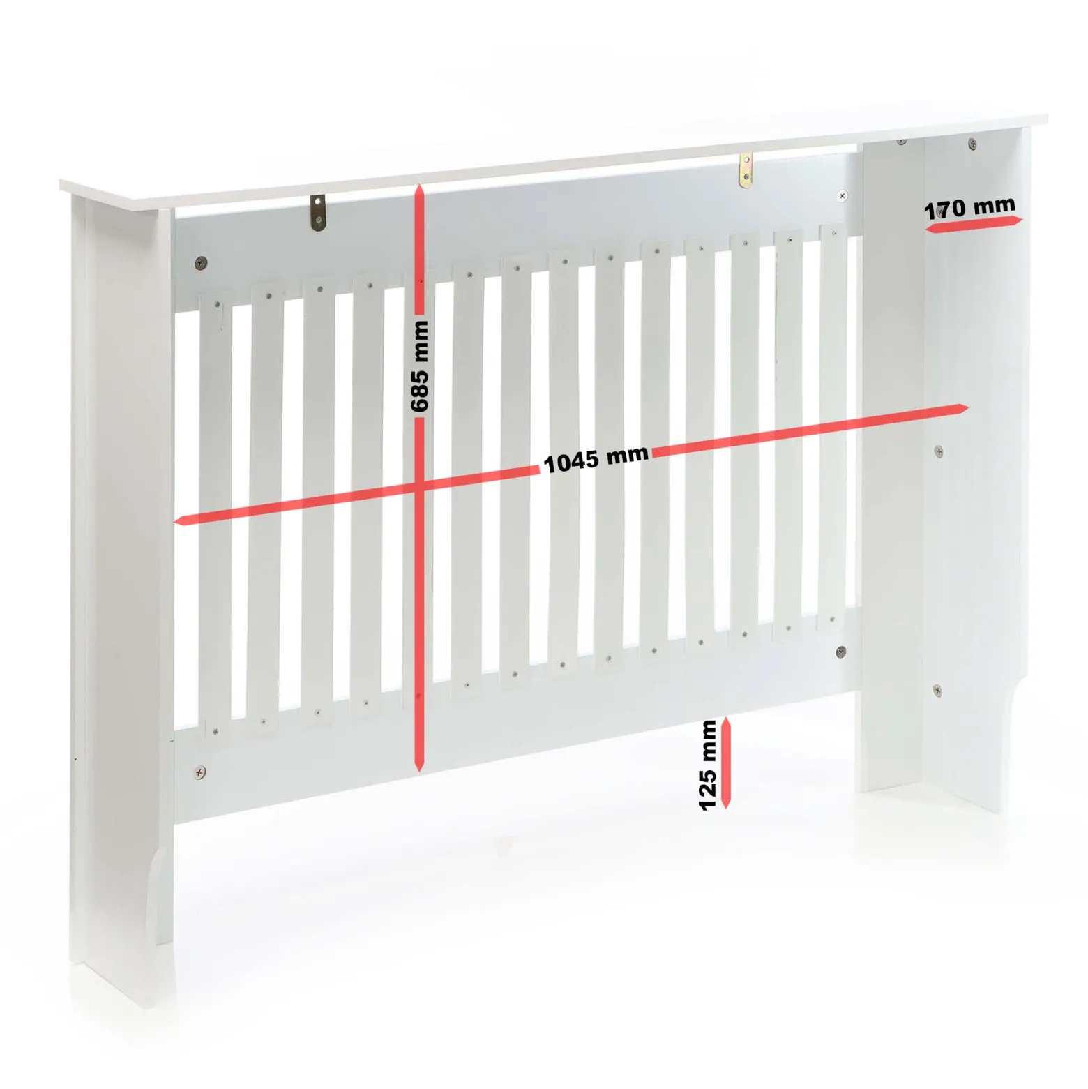 Toboli Heizkörperverkleidung weiß 112 x 19 x 82 cm, Heizkörperabdeckung aus MDF, Holzverkleidung für Heizkörper in Lamellenoptik