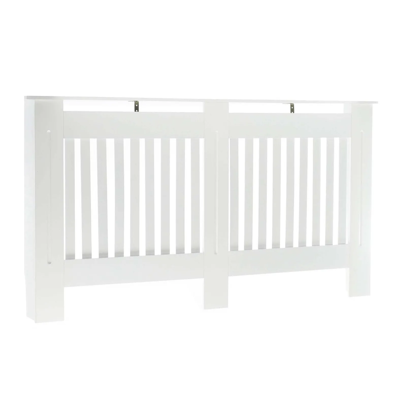 Toboli Heizkörperverkleidung weiß 172 x 19 x 82 cm, Heizkörperabdeckung aus MDF, Holzverkleidung für Heizkörper in Lamellenoptik