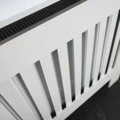 Toboli Heizkörperverkleidung weiß 172 x 19 x 82 cm, Heizkörperabdeckung aus MDF, Holzverkleidung für Heizkörper in Lamellenoptik