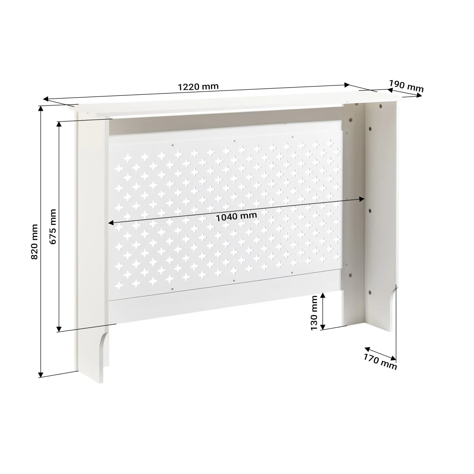 Toboli Heizkörperverkleidung weiß 112 x 19 x 82 cm, Heizkörperabdeckung aus MDF, Holzverkleidung für Heizkörper, Heizung stilvoll verkleiden