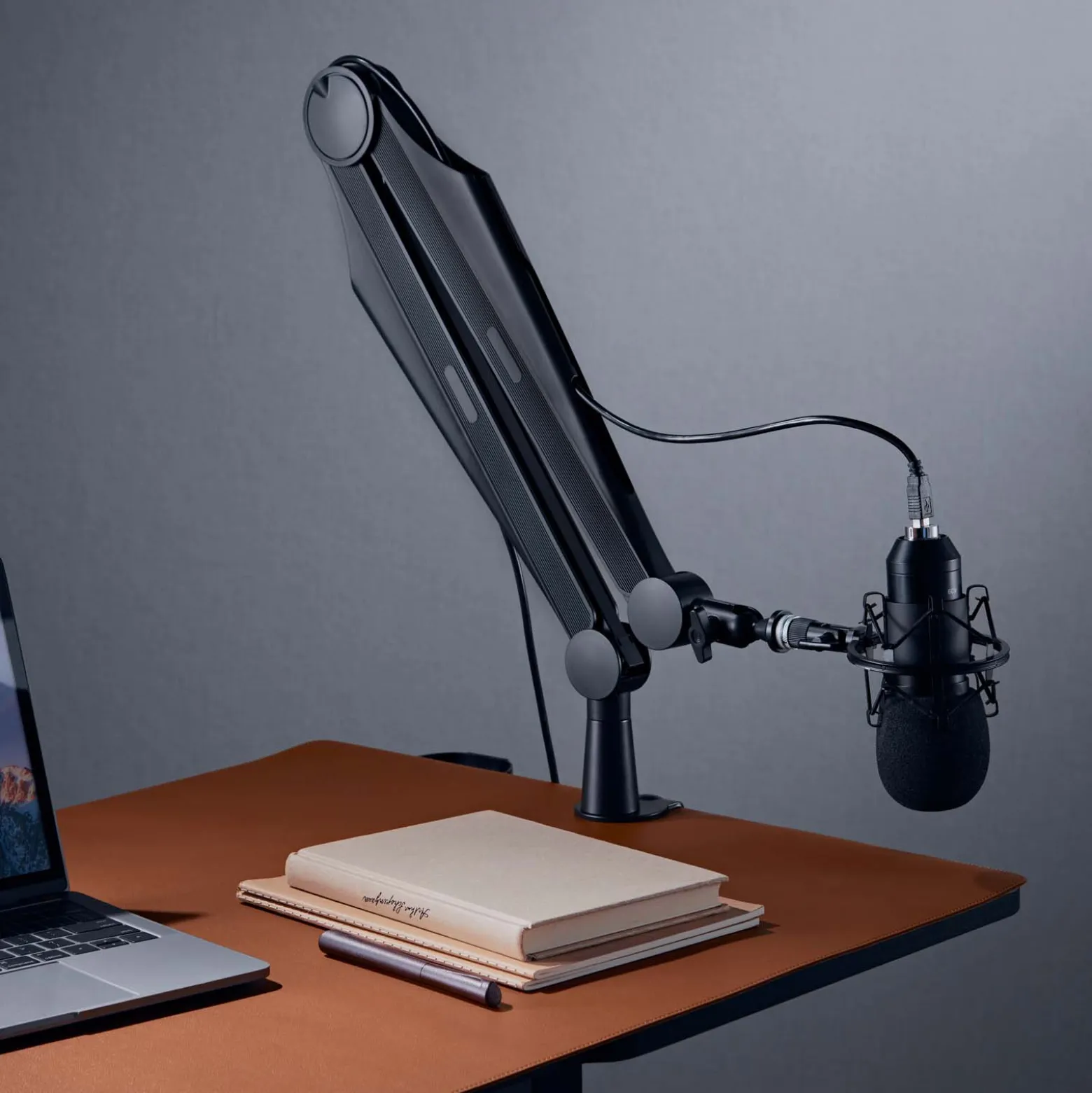 Toboli Mikrofonarm 80cm Gelenkarm Tischhalterung für 3/8" und 5/8" Mikrofone für Studio und Zuhause